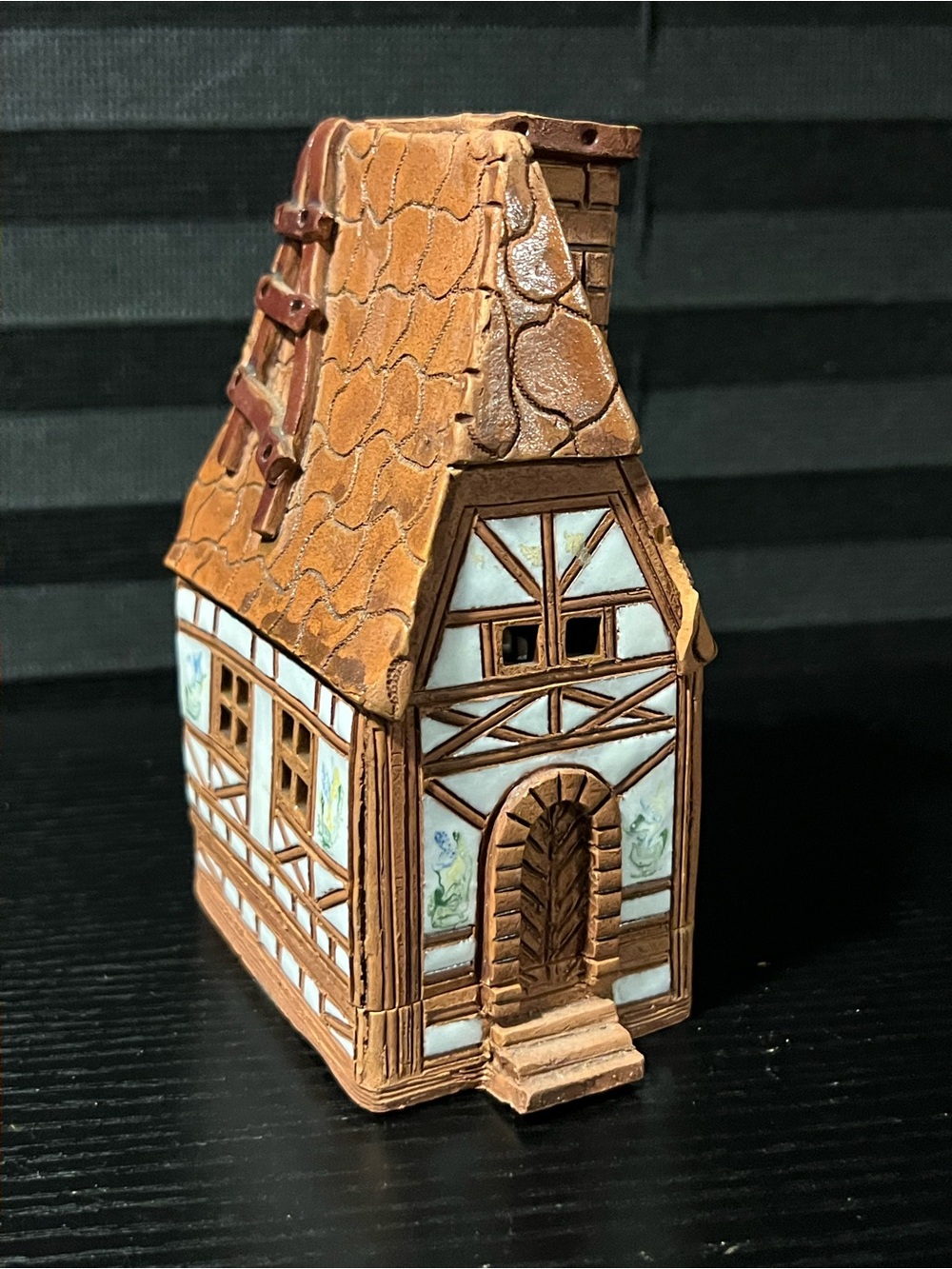 Miniature Tudor-Style Ceramic House - handmade candle holder